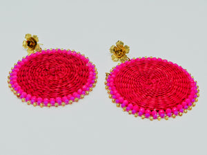 Fuschia Wooven Earrings