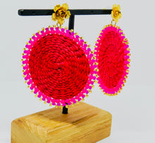 Load image into Gallery viewer, Fuschia Wooven Earrings