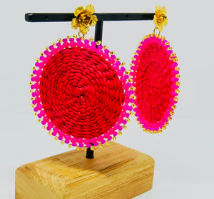 Fuschia Wooven Earrings