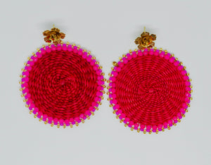 Fuschia Wooven Earrings