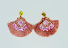 Load image into Gallery viewer, Dusty Rose Fringe Earrings