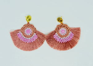 Dusty Rose Fringe Earrings