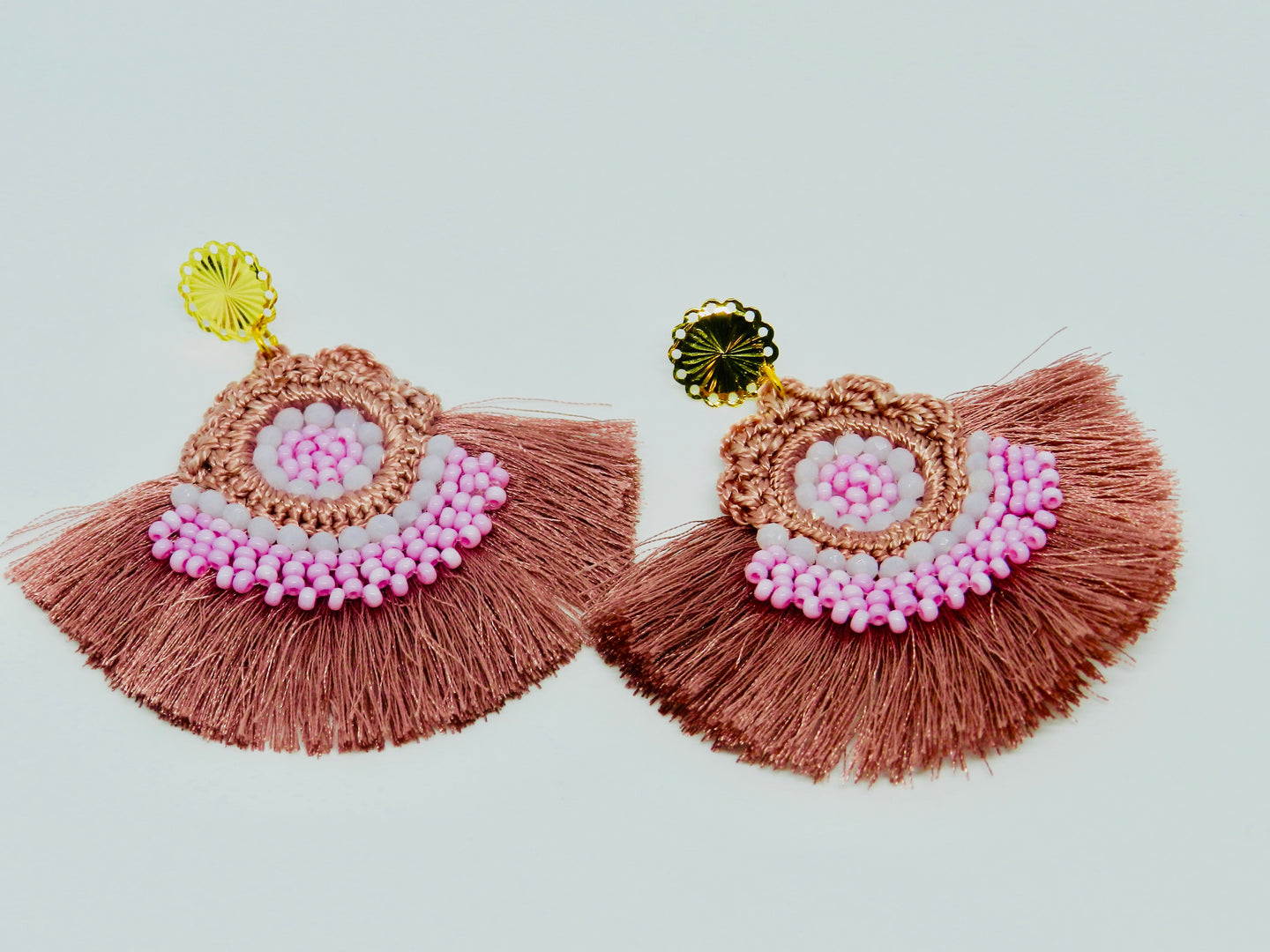 Dusty Rose Fringe Earrings