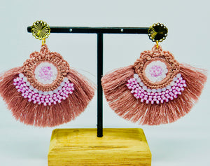 Dusty Rose Fringe Earrings