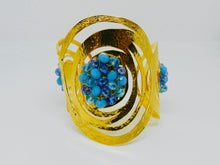 Load image into Gallery viewer, Blue Beaded Bracelet Cuff