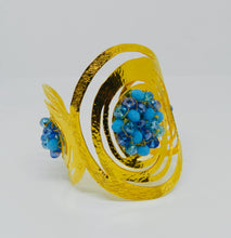 Load image into Gallery viewer, Blue Beaded Bracelet Cuff