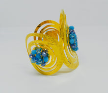 Load image into Gallery viewer, Blue Beaded Bracelet Cuff